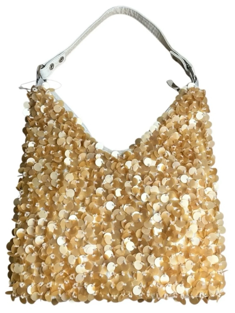 Gold Sequin Shoulder Bag Shimmering Hobo Statement Clutch Evening